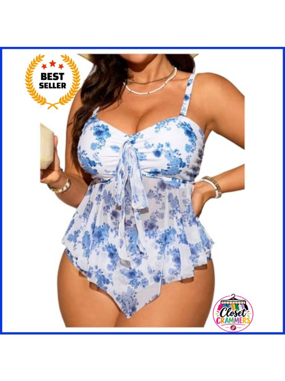 Plus Size Floral Tankini Swimsuit 2 Piece Bathing Suit